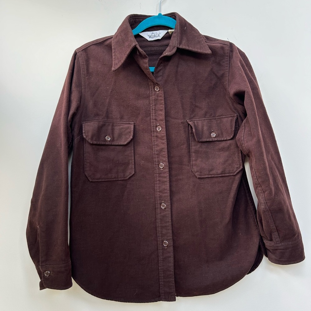 Vintage Woolrich Brown brushed cotton Button Up Shirt Womens 10 workwear barn